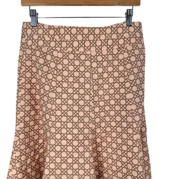 Tuckernuck NEW Petal Cane Brynn Geometric Pink Retro Pleated Midi Skirt Size 2 - Picture 5 of 12